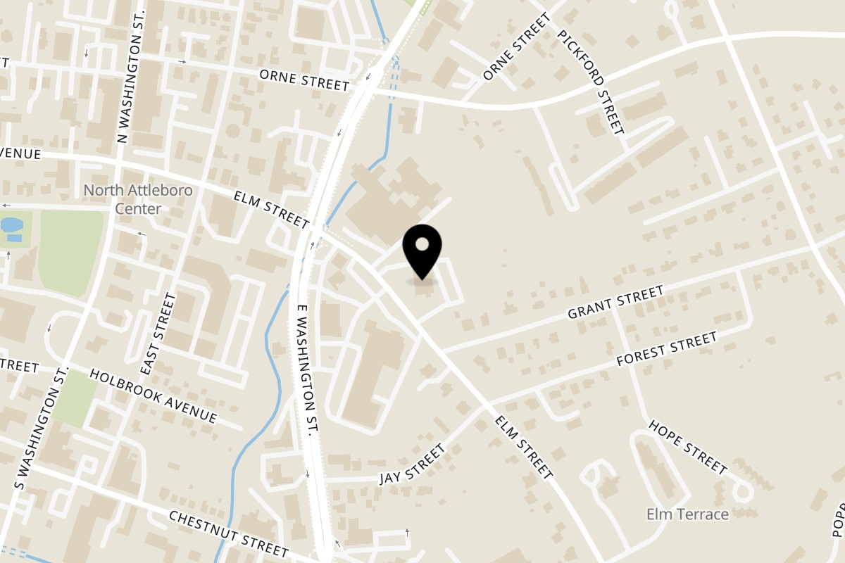 Map showing the location of Ambrosia Zaika on 116 Elm St in North Attleborough